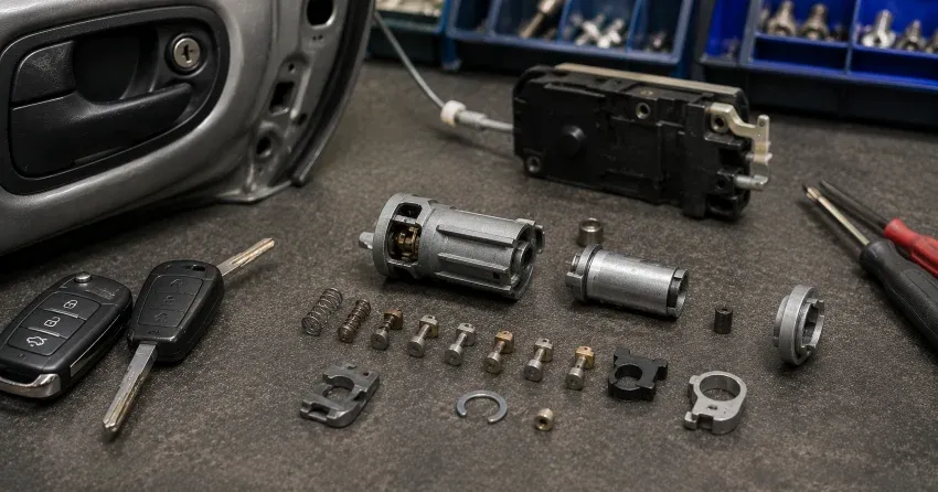 technician testing a car key fob during Car Lock Repair Caledon