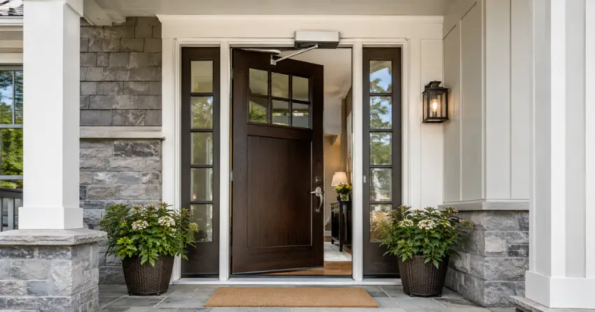residential automatic door opener installed on exterior entry door in Alloa, Caledon