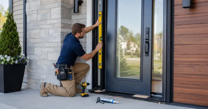 glass outside door installation with energy-efficient double-pane glazing in Brimstone, Caledon