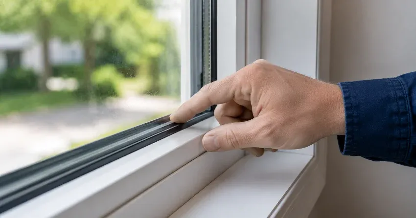 technician inspecting window glass seal in Alton, Caledon